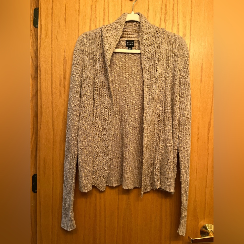 Eileen Fisher Cardigan Open Front Slub Long Sleeve Medium